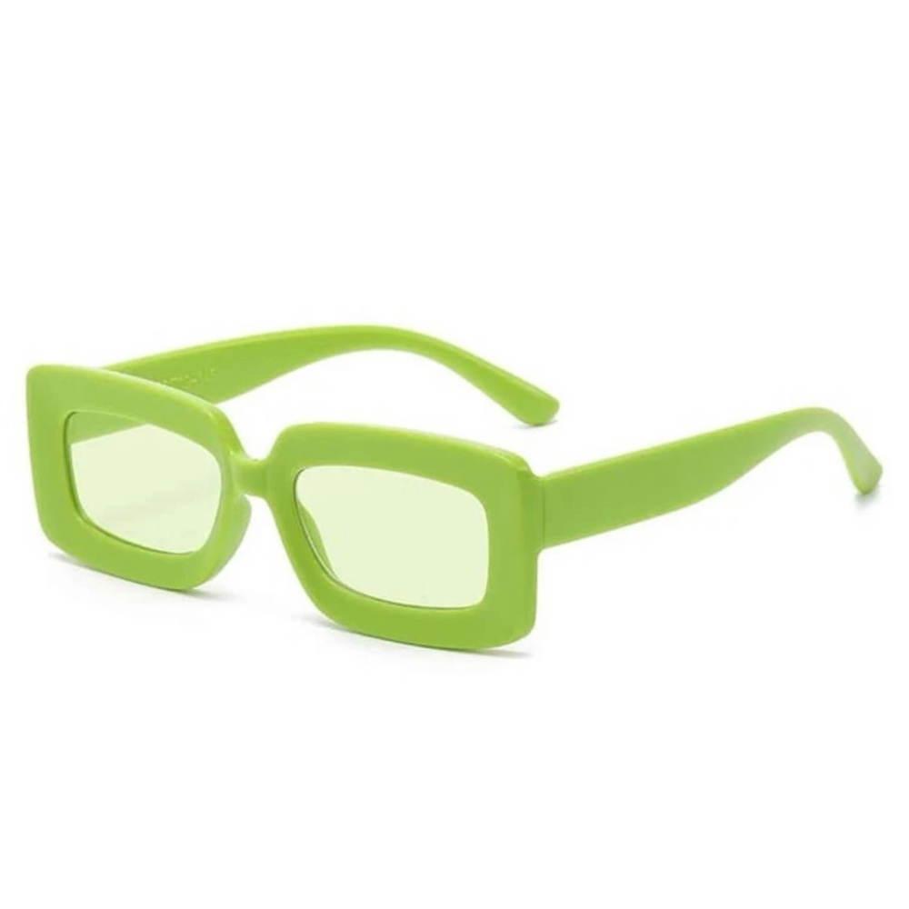NWT SHEIN Lime Green Square Retro Y2K Plastic Frame Tinted Sunglasses